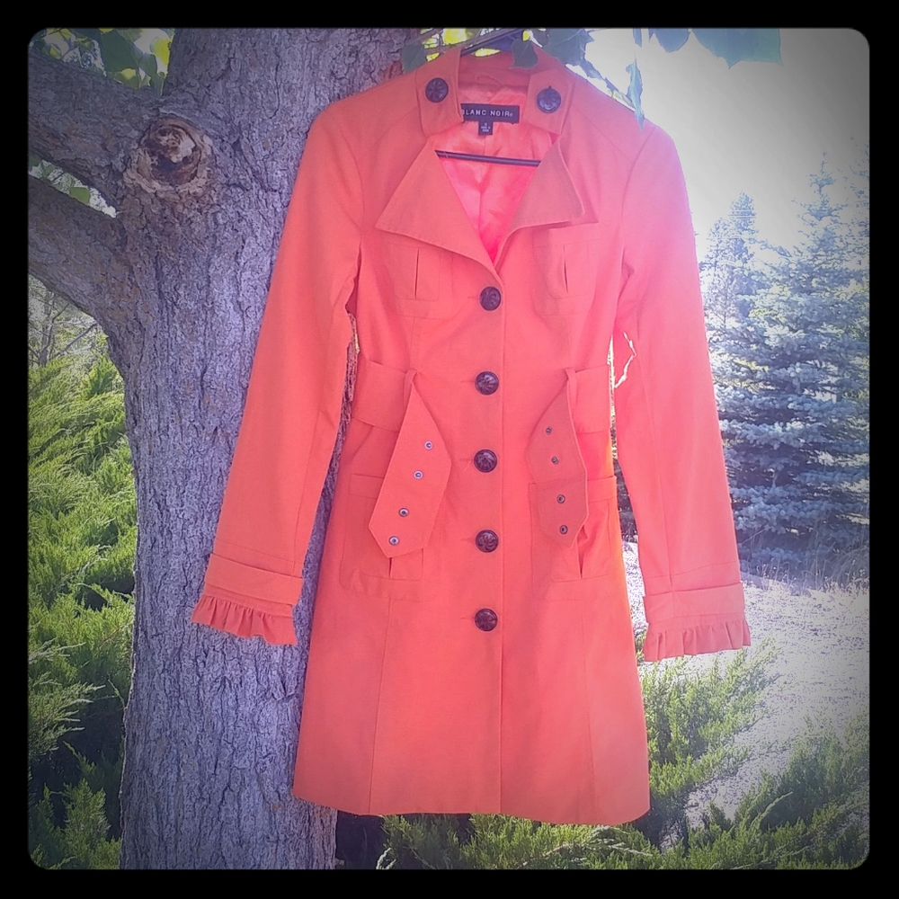 NWOT Bright Orange Trench Coat